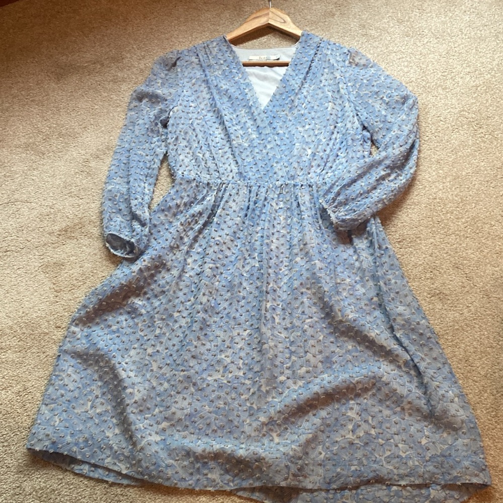 Gorgeous Boden dress light blue Swiss dot floral